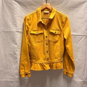 Mustard Yellow Peplum Denim Jacket Size Small by Belle Boho